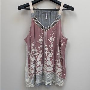 Mixed media tank top